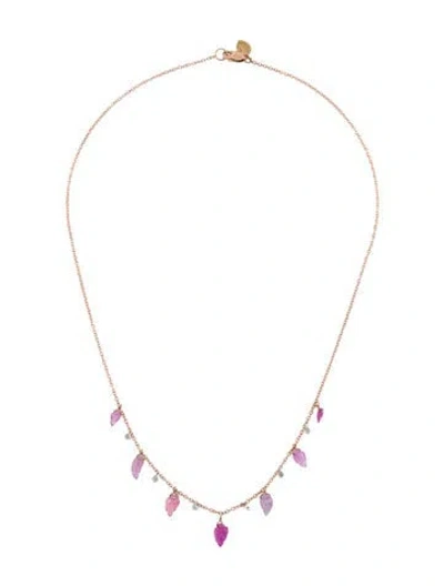 Pre-owned Meira T 14k Sapphire, Tourmaline & Diamond Necklace, 16" In Multi
