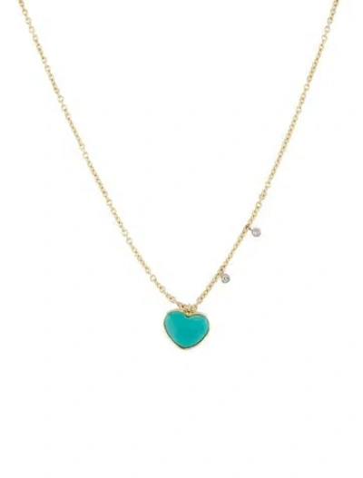 Pre-owned Meira T 14k Turquoise & Diamond Pendant Necklace, 18" In Multi