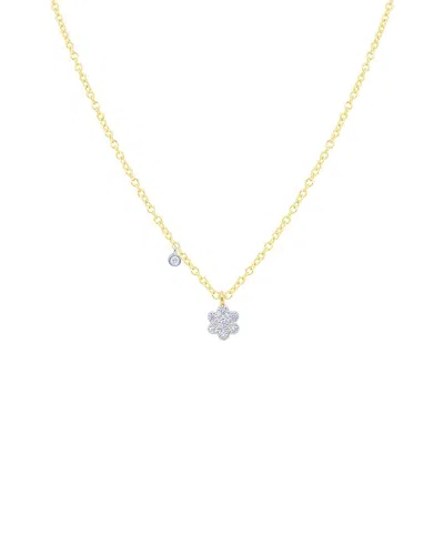 Meira T 14k Two-tone 0.04 Ct. Tw. Diamond Flower Necklace In Gold