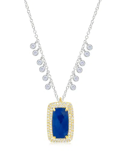 MEIRA T MEIRA T 14K TWO-TONE 0.24 CT. TW. DIAMOND & TANZANITE CHARM NECKLACE