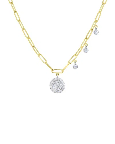 Meira T 14k Two-tone 0.24 Ct. Tw. Diamond Paperclip Disc Necklace In Gold