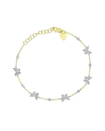 Meira T 14k Two-tone 0.37 Ct. Tw. Diamond Butterfly Bracelet In Metallic