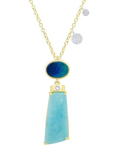 Meira T 14k Two-tone 6.15 Ct. Tw. Diamond & Gemstone Necklace In Blue