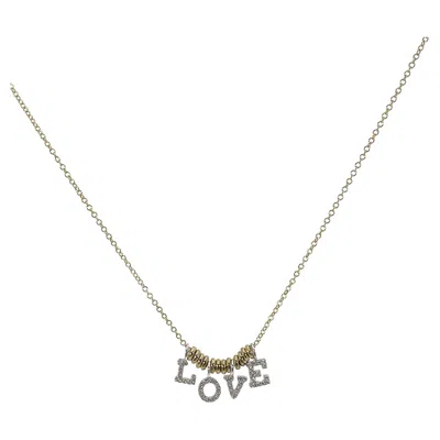 Pre-owned Meira T 14k Two Toned .12 Ctw Diamond "love" Drop Pendant Necklace In Multi