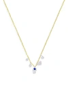 MEIRA T 14K WHITE & YELLOW GOLD BLUE SAPPHIRE & DIAMOND & HAMSA HAND DANGLE PENDANT NECKLACE, 18