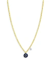 MEIRA T 14K WHITE & YELLOW GOLD BLUE SAPPHIRE & DIAMOND DANGLE PENDANT NECKLACE, 18