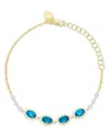 Meira T 14k White & Yellow Gold Blue Topaz & Diamond Bracelet In Gold
