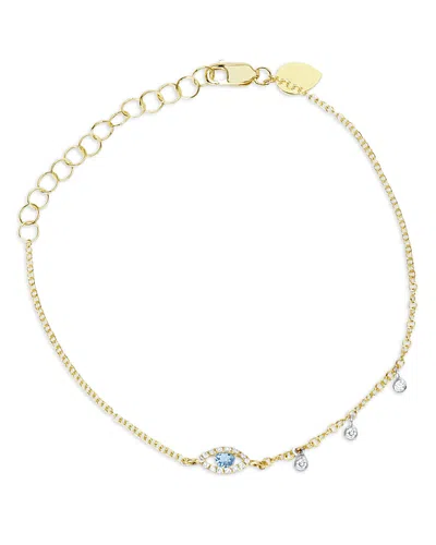 Meira T 14k White & Yellow Gold Blue Topaz & Diamond Evil Eye Link Bracelet