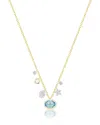 Meira T 14k White & Yellow Gold Blue Topaz, White Topaz & Diamond Multi Charm Pendant Necklace, 16-18 In Gold