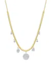 Meira T 14k White & Yellow Gold Diamond Cluster Dangle Charm Necklace, 16-18 In White/gold