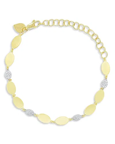 Meira T 14k White & Yellow Gold Diamond Oval Disc Link Bracelet
