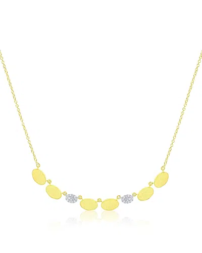 Meira T 14k White & Yellow Gold Diamond Oval Disc Link Collar Necklace, 16-18