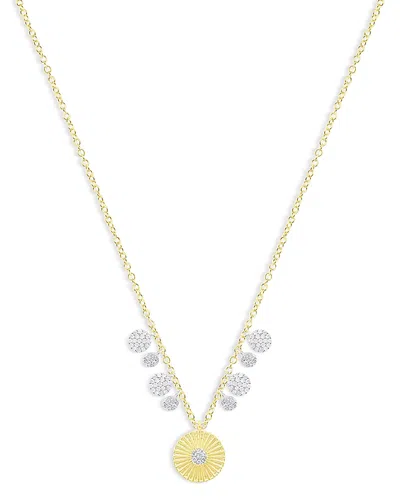 Meira T 14k White & Yellow Gold Diamond Starburst Multi Disc Pendant Necklace, 18-20