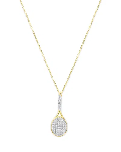 Meira T 14k White & Yellow Gold Diamond Tennis Racket Pendant Necklace, 16-18