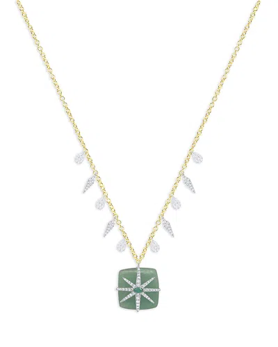 Meira T 14k White & Yellow Gold Jade, Emerald & Diamond Star Pendant Necklace, 16-18 In Multi