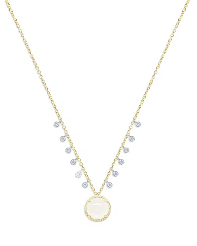 Meira T 14k White & Yellow Gold Rainbow Moonstone & Diamond Dangle Pendant Necklace, 16-18