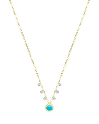 Meira T 14k White & Yellow Gold Turquoise & Diamond Dangle Pendant Necklace, 16-18