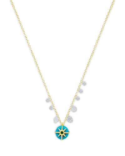 Meira T 14k White & Yellow Gold Turquoise, Emerald, & Diamond Dangle Pendant Necklace, 16-18 In Green