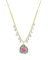 Meira T 14k White & Yellow Gold Watermelon Tourmaline & Diamond Dangle Pendant Necklace, 16-18