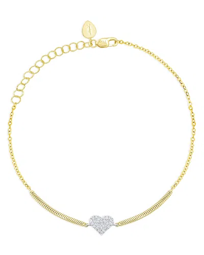 Meira T 14k White Gold & 14k Yellow Gold Diamond Heart Chain Bracelet In White/gold