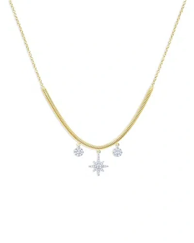 Meira T 14k White Gold & 14k Yellow Gold Diamond Starburst Statement Necklace, 18