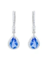Meira T 14k White Gold Blue Sapphire & Diamond Huggie Hoop Earrings In Blue/white