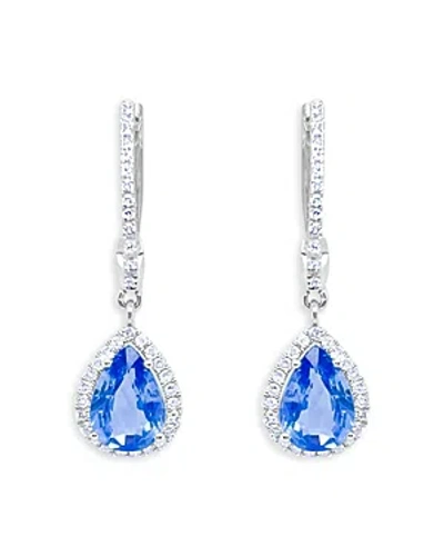 Meira T 14k White Gold Blue Sapphire & Diamond Huggie Hoop Earrings