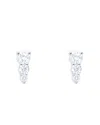 Meira T 14k White Gold Diamond Graduated Three Stone Stud Earrings In White