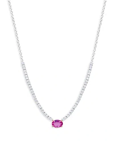 Meira T 14k White Gold Pink Sapphire & Diamond Cocktail Necklace, 18 In Gray