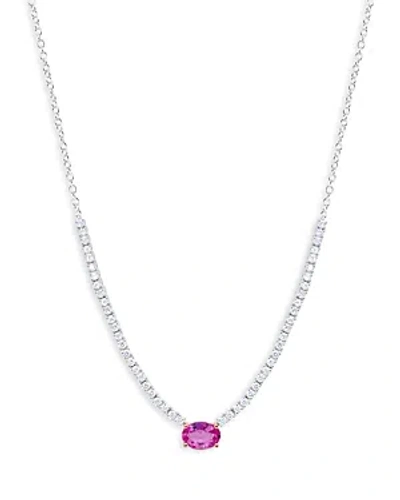 Meira T 14k White Gold Pink Sapphire & Diamond Cocktail Necklace, 18 In Pink/white