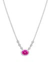 Meira T 14k White Gold Pink Sapphire & Diamond Halo Pendant Necklace, 18 In Pink/white