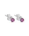 MEIRA T 14K WHITE GOLD PINK SAPPHIRE & DIAMOND STUD EARRINGS