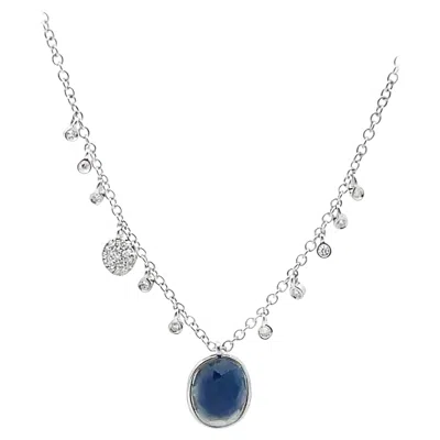 Pre-owned Meira T . 14k White Gold Sapphire & Diamond Pendant Necklace