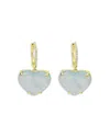 Meira T 14k Yellow & White Gold Milky Aqua & Diamond Heart Drop Earrings In Blue/gold
