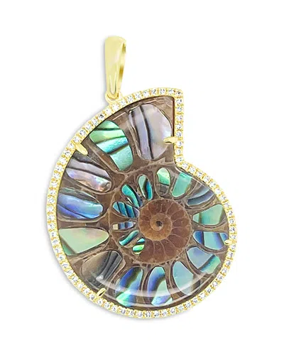 Meira T 14k Yellow Gold Ammonite & Diamond Shell Pendant In Multi