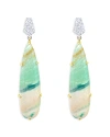 MEIRA T 14K YELLOW GOLD & 14K WHITE GOLD OPALIZED WOOD & DIAMOND DROP EARRINGS