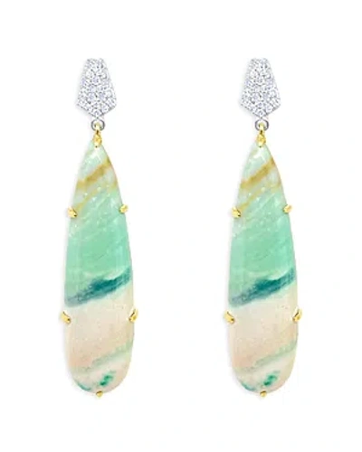 Meira T 14k Yellow Gold & 14k White Gold Opalized Wood & Diamond Drop Earrings