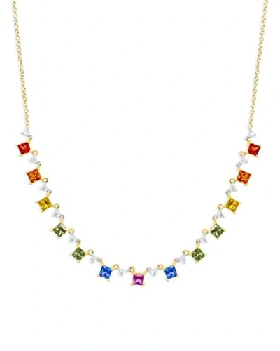 Meira T 14k Yellow Gold & 14k White Gold Rainbow Sapphire & Diamond Statement Necklace, 18 In Multi