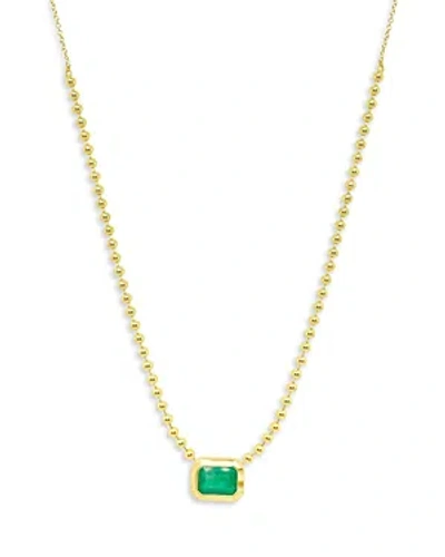 Meira T 14k Yellow Gold Ball Chain Emerald Solitaire Necklace, 18 In Green/gold