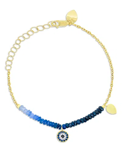 Meira T 14k Yellow Gold Blue Sapphire & Diamond Bead Evil Eye Charm Bracelet