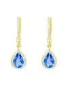 Meira T 14k Yellow Gold Blue Sapphire & Diamond Halo Dangle Huggie Hoop Earrings In Blue/gold