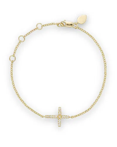 Meira T 14k Yellow Gold Cross Bracelet In White/gold