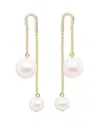 Meira T 14k Yellow Gold Cultured Freshwater Pearl Chain Drop Threader Earrings In White/gold