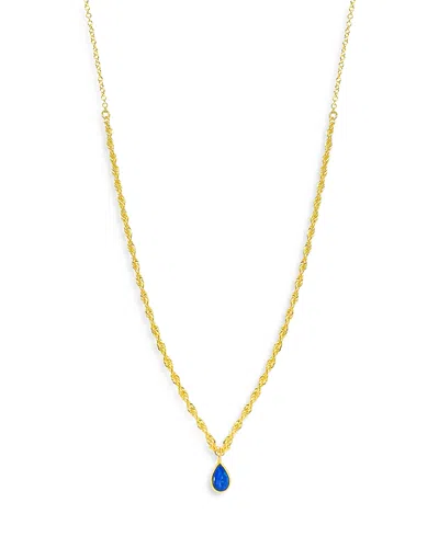 Meira T 14k Yellow Gold Dainty Opal Necklace, 18 In Blue/gold