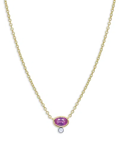 Meira T 14k Yellow Gold Diamond (0.01 Ct. T. W.) & Pink Sapphire (0.25 Ct. T. W.) Necklace, 18 In Pink/gold