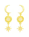 Meira T 14k Yellow Gold Diamond Accent Celestial Motif Symbol Drop Earrings In Gold
