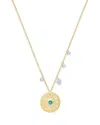 Meira T 14k Yellow Gold Diamond & Blue Topaz Disc Necklace, 18 In Blue/gold