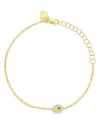 Meira T 14k Yellow Gold Diamond & Emerald Accent Tennis Racket Bracelet In Gold