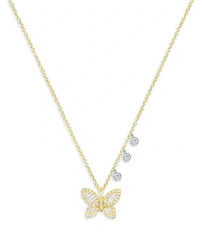 Meira T 14k Yellow Gold Diamond Butterfly Necklace, 18