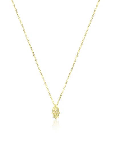 Meira T 14k Yellow Gold Diamond Hamsa Hand Pendant Necklace, 0.07 Tcw